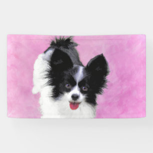 Papillon (White and Black) Painting - Dog Art Banner