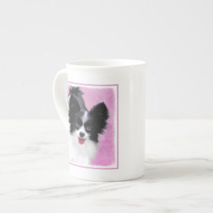 Papillon (White and Black) Painting - Dog Art Bone China Mug
