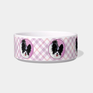 Papillon (White and Black) Painting - Dog Art Bowl