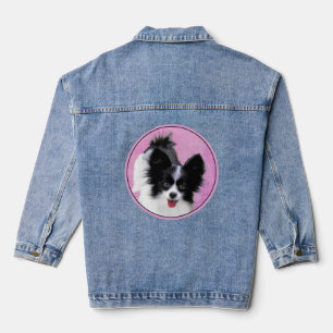 Papillon (White and Black) Painting - Dog Art Denim Jacket