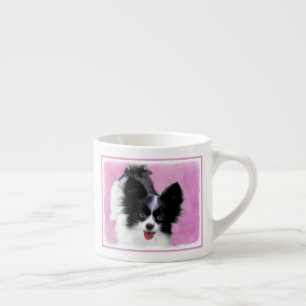 Papillon (White and Black) Painting - Dog Art Espresso Cup