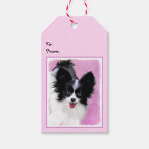 Papillon (White and Black) Painting - Dog Art Gift Tags