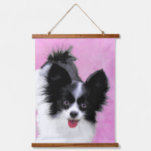 Papillon (White and Black) Painting - Dog Art Hanging Tapestry