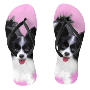 Papillon (White and Black) Painting - Dog Art Jandals