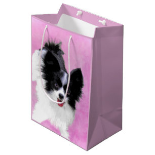 Papillon (White and Black) Painting - Dog Art Medium Gift Bag