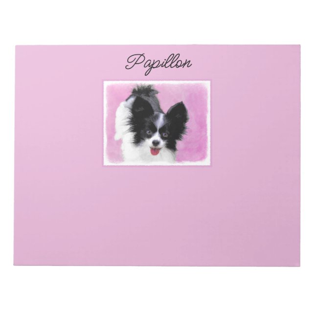 Papillon (White and Black) Painting - Dog Art Note (Front)