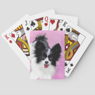 Papillon (White and Black) Painting - Dog Art Playing Cards