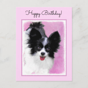Papillon (White and Black) Painting - Dog Art Postcard