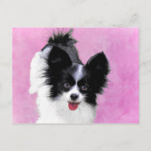 Papillon (White and Black) Painting - Dog Art Postcard