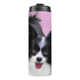 Papillon (White and Black) Painting - Dog Art Thermal Tumbler