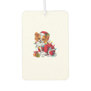 Papillon Xmas Lighting Santa Papillon Dog Christma Car Air Freshener