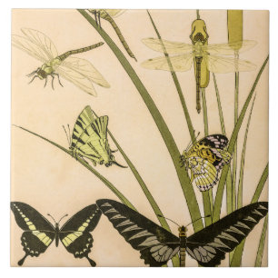Papillons & Dragonflies by Maurice Verneuil Tile