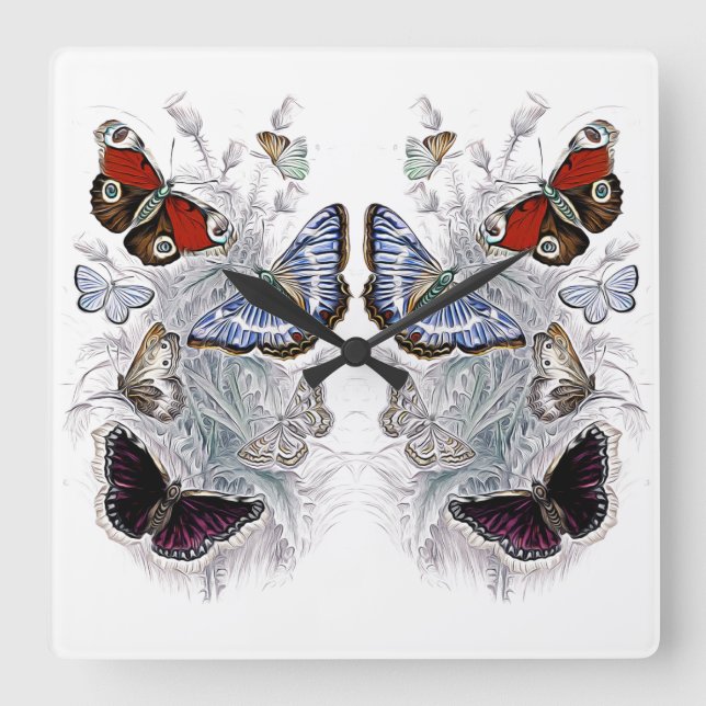 papillons square wall clock (Front)