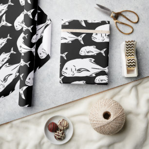 Papio and Ulua - Hawaiian black and white print Wrapping Paper