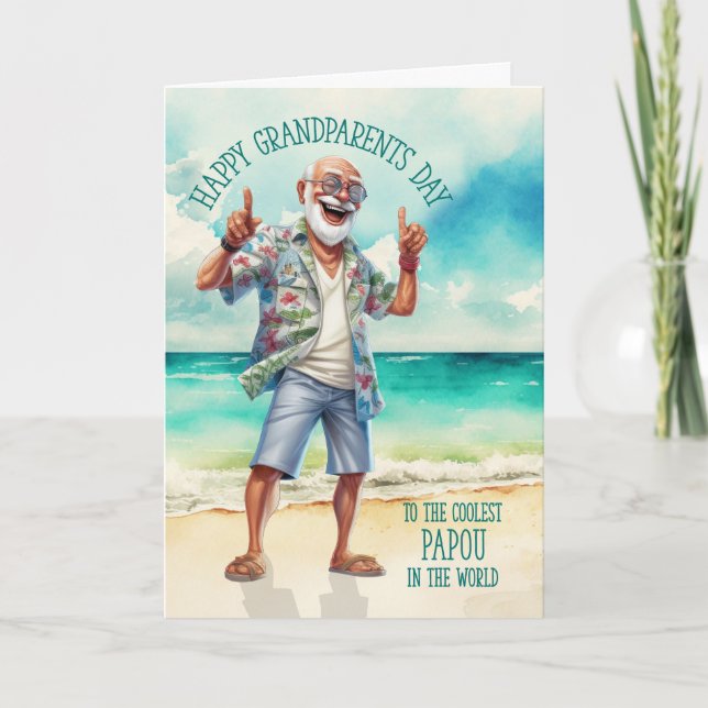 Papou Greek Grandpa Grandparents Day Coolest Holiday Card (Front)