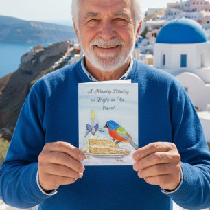 Papou Happy February Birthday Painted Bunt Card