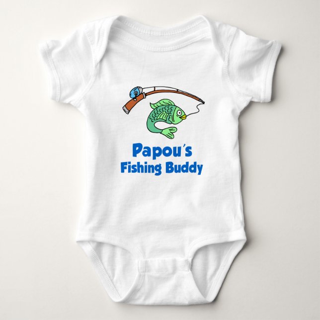 Papou's Fishing Buddy Baby Bodysuit (Front)