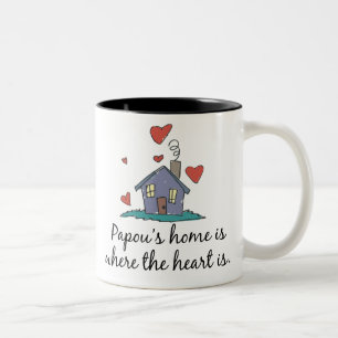 Papou's Home is Where the Heart is Two-Tone Coffee Mug