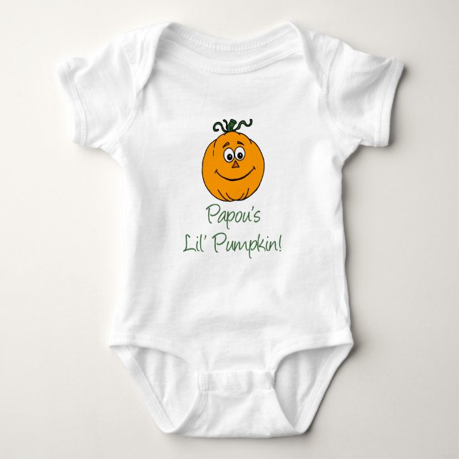 Papou's Little Pumpkin Baby Bodysuit (Front)