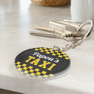 Papou's Taxi   Funny Grandfather Nickname Photo Key Ring