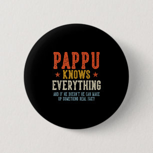 Pappu knows everything father's day retro vintage 6 cm round badge