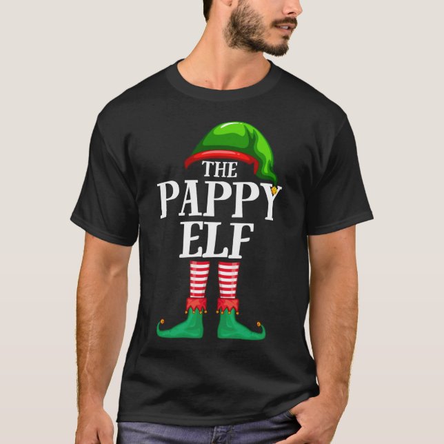Pappy Elf Matching Family Christmas Party Pajama T-Shirt (Front)
