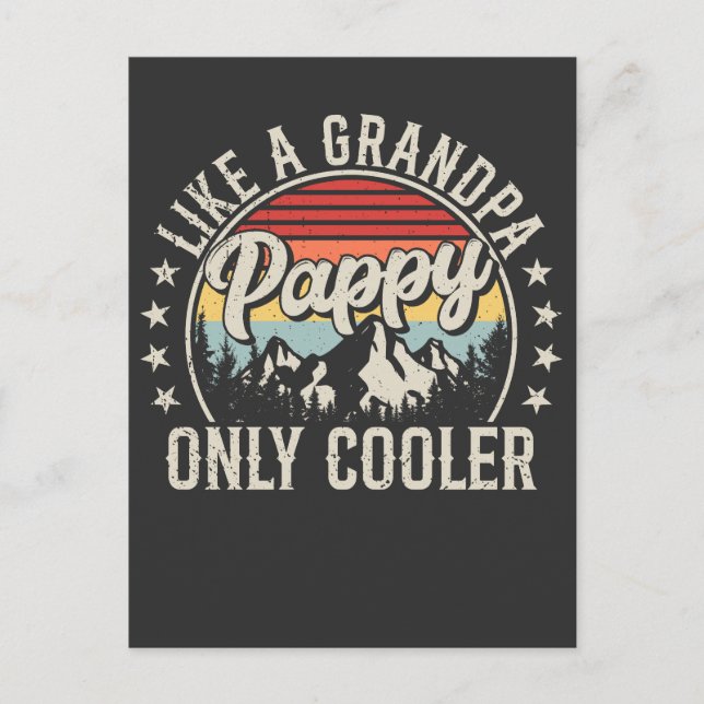 Pappy Like a Grandpa Only Cooler Retro Postcard (Front)