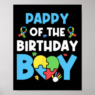 Pappy Of The Birthday Boy Autism Awareness Puzzle Poster