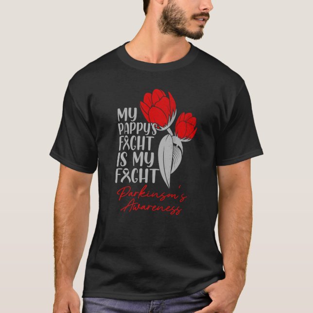 Pappy's Fight My Fight Parkinson's Red Tulip T-Shirt (Front)