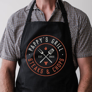 Pappy's Grill Personalised Year Established Apron