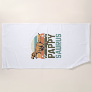 Pappysaurus Funny Dinosaur Vintage Sunset Shirt_1 Beach Towel