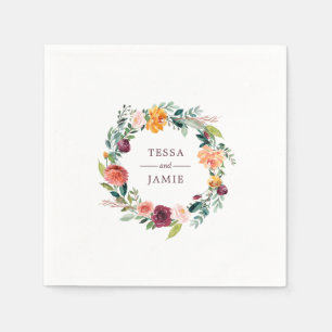 Paprika Burgundy Flora lPersonalized Napkin