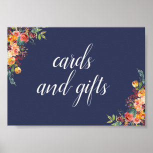 Paprika Burgundy Floral Cards and Gifts Sign