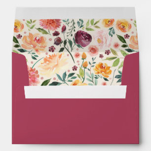 Paprika Burgundy Floral Return Address Envelope