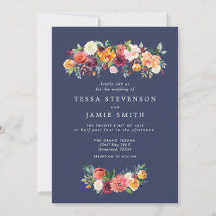 Paprika Burgundy Floral Wedding Invitation