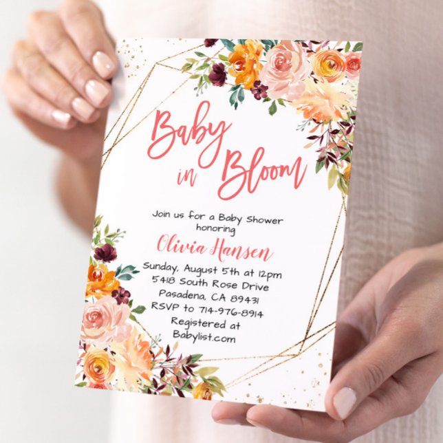 Paprika Floral Baby In Bloom Baby Shower Invitation (Creator Uploaded)