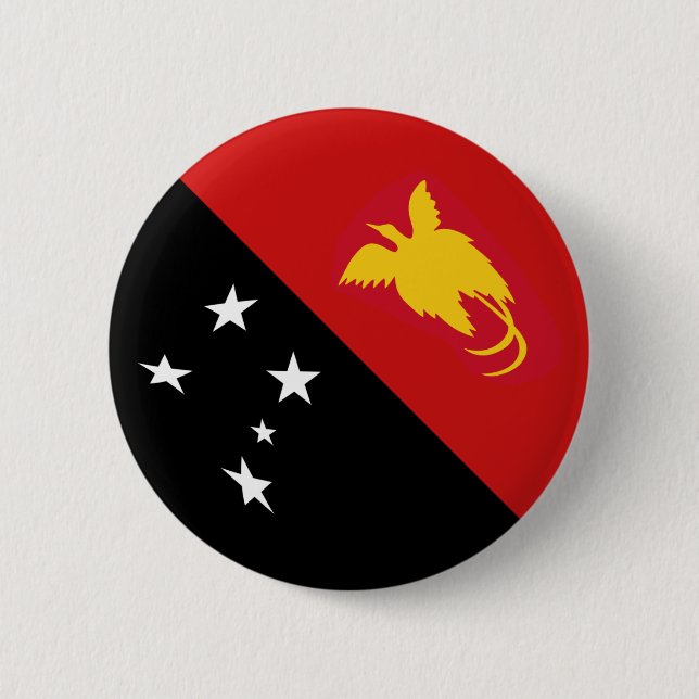 Papua New Guinea Fisheye Flag Button (Front)