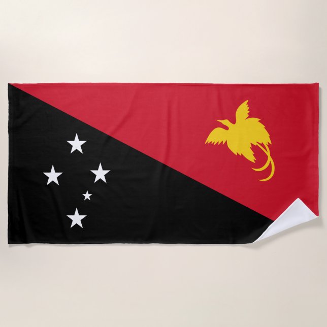 Papua New Guinea Flag Beach Towel (Front)