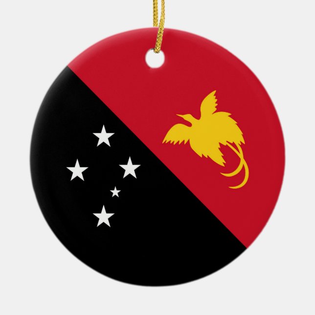 Papua New Guinea flag Ceramic Tree Decoration (Front)