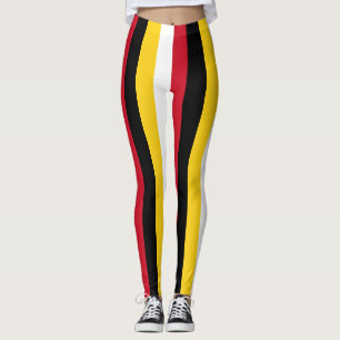 Papua New Guinea Flag Colours Vertical Striped Leggings