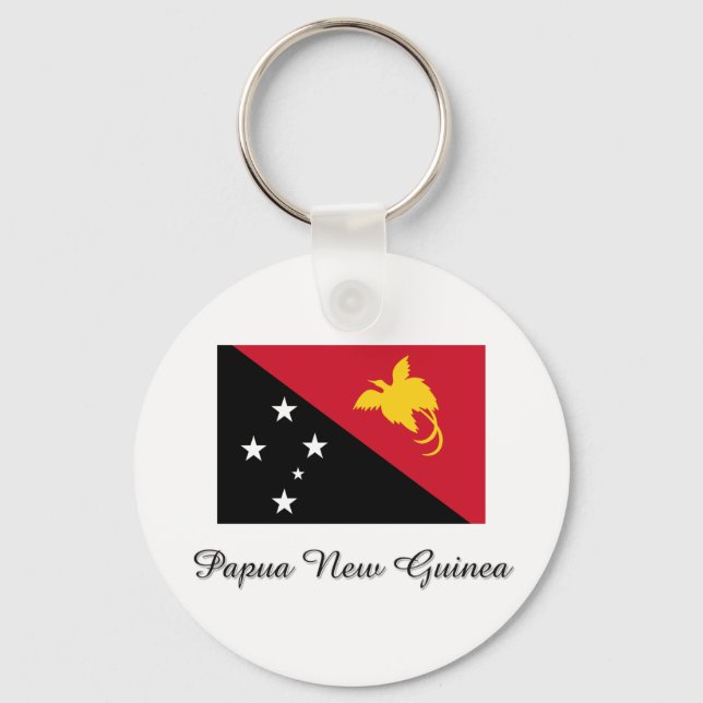 Papua New Guinea Flag Design Key Ring (Front)