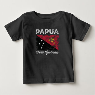 Papua New Guinea Flag Distressed Baby T-Shirt
