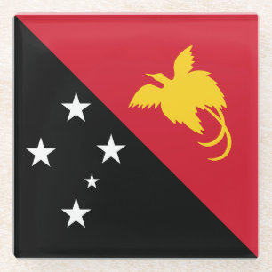 Papua New Guinea Flag Glass Coaster