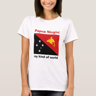 Papua New Guinea Flag + Map + Text T-Shirt