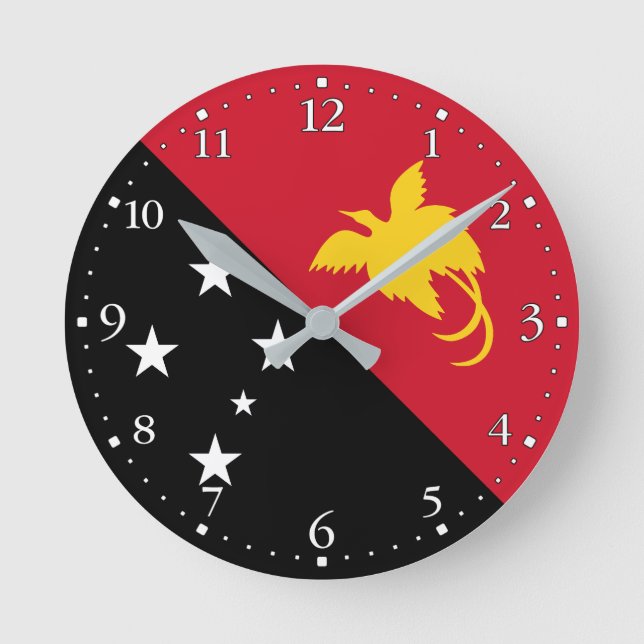 Papua New Guinea Flag Round Clock (Front)