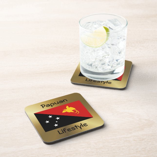 Papua New Guinea Flag+Text Coaster (Right Side)