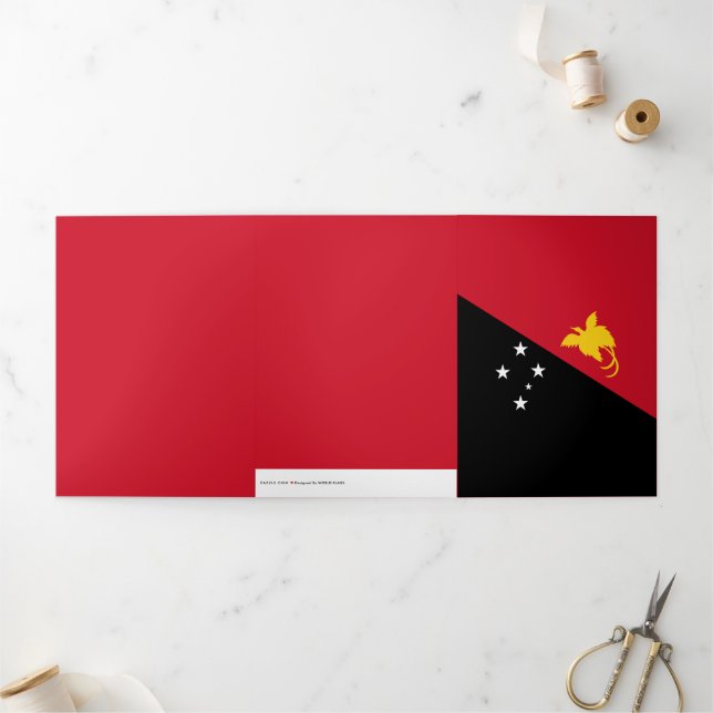 Papua New Guinea flag Tri-Fold Card (Outside)