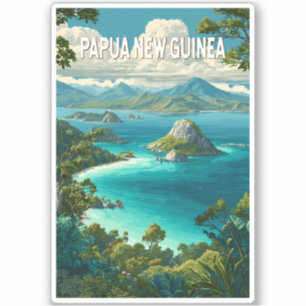 Papua New Guinea Illustration Travel Art Vintage