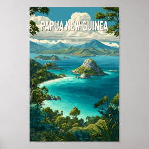 Papua New Guinea Illustration Travel Art Vintage Poster