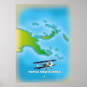 papua new guinea map. poster